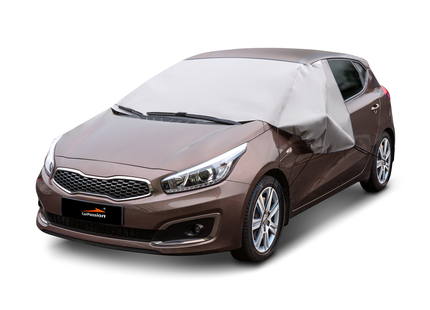 CarPassion Autohoes - Half Cover - Anti-Vries Deken - Beschermhoes - Waterdicht &amp; Vorstbestendig - Universeel - Grijs