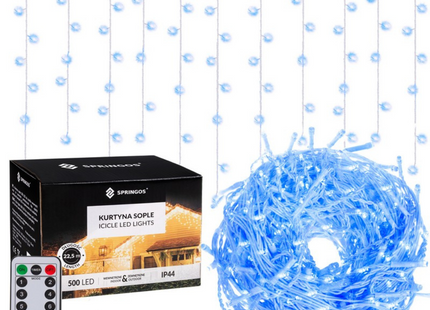 IJspegel Verlichting | 20 m + 2.5 m Snoer | Inclusief Afstandsbediening | 500 LED | Blauw | Koppelbaar