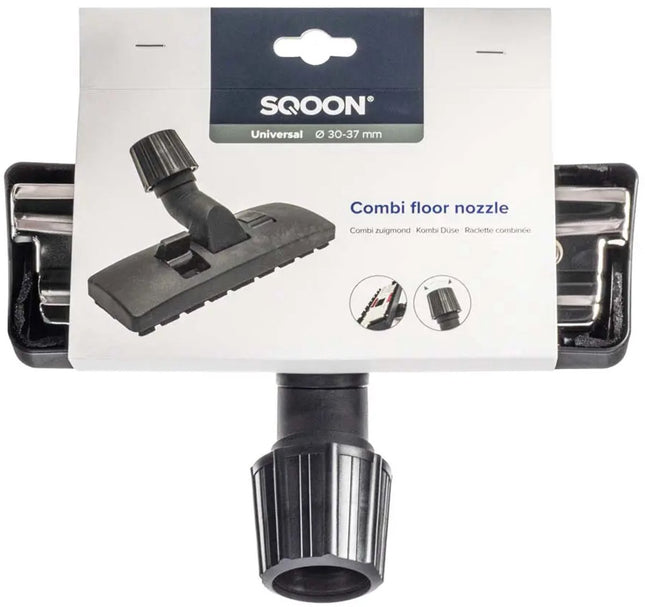 SQOON® Universele Combi Zuigmond  Geschikt voor Alle Stofzuigers 30-37 mm – Voor Tapijt, Laminaat, Parket & Tegels – Nylon Haren – Eenvoudig te Monteren en Reinigen