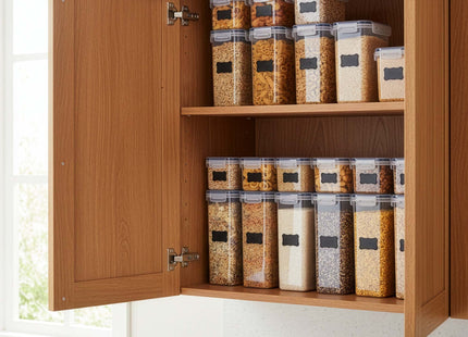 Keukenorganizer - Voorraadpotten -  Voorraaddozen - Bewaarcontainers  - Set Van 24 Met Stickers - Transparant