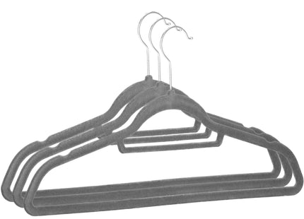 Velours Kledinghangers - 3 Stuks - Draaibaar - Luxe - Grijs