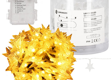 Kerstverlichting | Ster | Binnen & Buiten | 5 m Inclusief Snoer | Batterij  | 50 LED | Warm Wit