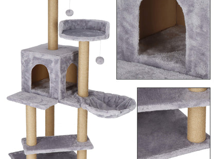 Krabpaal - 7 Etages - Voor Katten - Toren - Meubelbescherming - 45 x 45 x 129 cm - Grijs