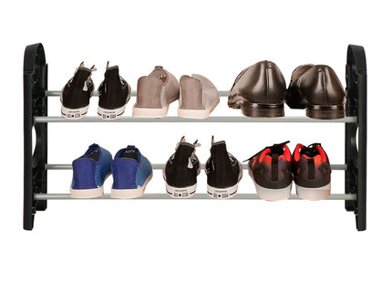 Springos Schoenenrek | 6 - 8 Paar Schoenen | 2 Laags | Kunststof/Metaal | Zwart