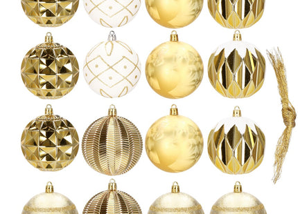 Kerstballen | 16 Stuks | 8 cm | Goud/Wit