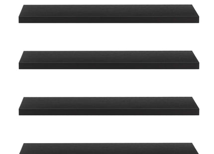 Wandplank - Boekenplank - Ophangbaar - 4 Delig - Zwart - Metaal - 3 Kg - 15 x 40 x 1,5 Cm