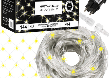 Lichtgordijn | IJspegel Verlichting | Inclusief USB En Afstandsbediening | 144 LED | Warm Wit | 3 M | Raster