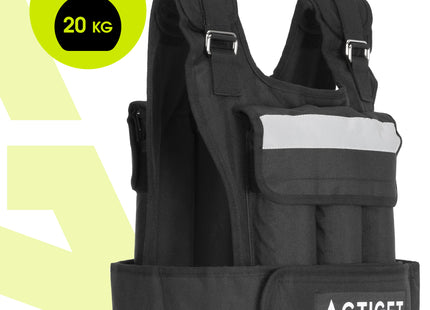 Gewichtsvest - Verzwaard Vest - Trainingsvest - Crossfittvest - Reflectie - Hardlopen / Cardio - Verstelbaar - 20 Kg - Zwart