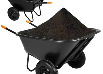 Kruiwagen | Kruiwagenwiel | 300L | 160kg Draagvermogen | Zwart/Oranje