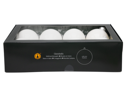 Kerstballen Glas | 8 Stuks | Glas | Glans | Melk | Wit