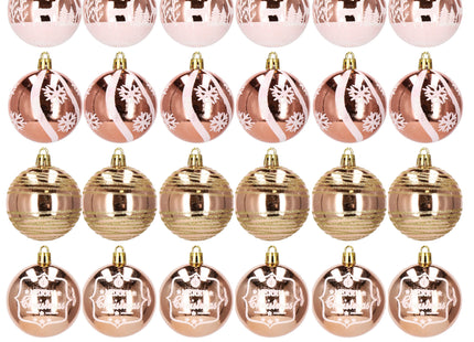 Kerstballen | 24 Stuks | 6 cm | Rose Goud