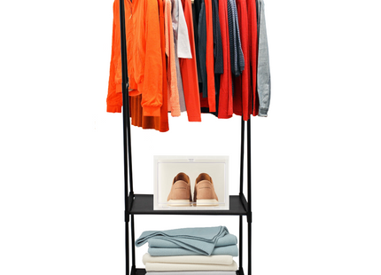 Kledingrek | Op Wielen | Schoenenrek | Verstelbaar | 55-84 X 43 X 156 cm | Zwart