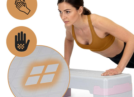 Aerobic Stepper | Verstelbaar | Grijs/Roze | 350 KG