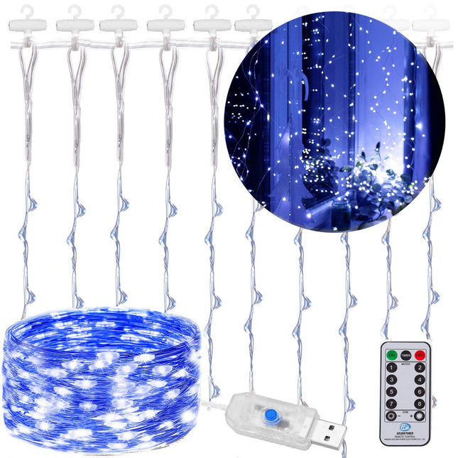 Lichtgordijn | IJspegel Verlichting | Inclusief USB En Afstandsbediening | 300 LED | Blauw