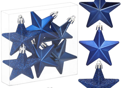 Kerstballen | Sterren | 6 Stuks | Blauw
