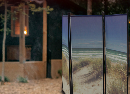 Kamerscherm - 3-delig - Privacy scherm - UV- Bestendig - Zee - Duinen - 170 x 165 Cm - PVC