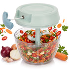 Groentesnijder 500 ml – Handmatig - Met Trekkoord – 3 RVS Messen – Pastelgroen