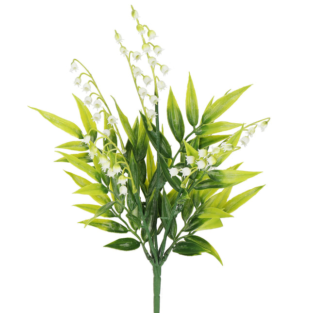 Kunstplant - Kunstbladeren- Sierboeket - Takken - Lelietje van dalen - 43 cm
