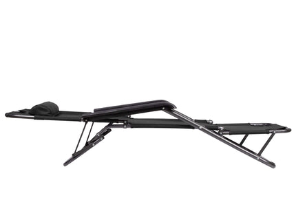Tuinstoel | Ligstoel | Opvouwbaar | Verstelbaar | Ergonomische Hoofdsteun | Zwart