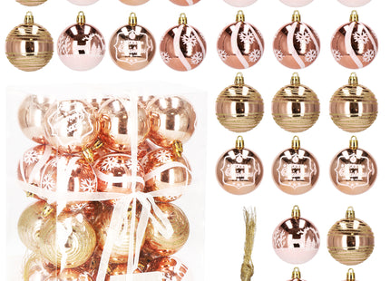 Kerstballen | 24 Stuks | 6 cm | Rose Goud
