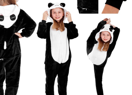 Onesie Kinderen | Panda | Maat 125/140 | Zwart/Wit