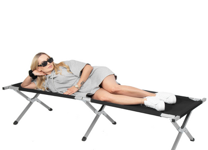 Kampeerbed | Stretcher | Zwart | Tot 150 KG | 190,5 CM