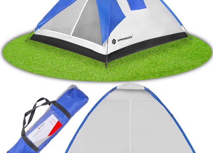 Koepeltent | Toeristentent | Kampeertent | Tent | Waterdicht | 4 Persoons | Grijs / Zwart / Blauw | 240 x 210 x 150 cm