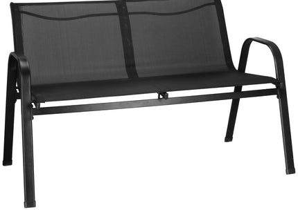 Tuinmeubelset - Bank - Stoelen - Glas - Zwart - Staal - Textileen - 120 Kg