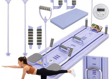 Pilates Reformer - Pilates Board - Buikspiertrainer - Fitnesstrainer - Multifunctioneel - Opvouwbaar - Paars - 150 Kg