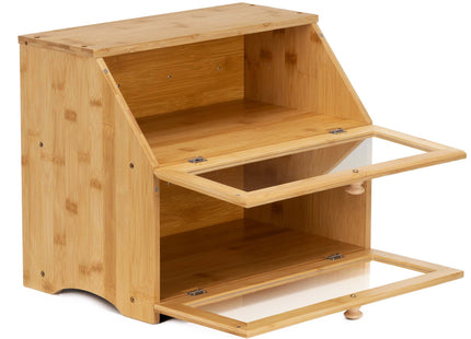 Broodtrommel Voor Op Het Aanrecht - Broodmand - Metaal - Bamboe Deksel - Naturel - 25 X 39 X 32 CM