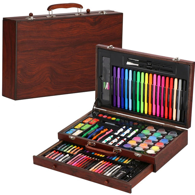 Tekendoos | Tekenkoffer | 130 Delig | 37.5 x 23 x 8 cm | Hout