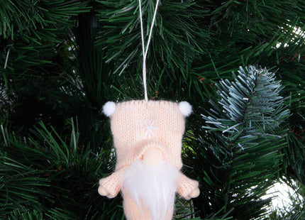 Kerstkabouter -  Kersthanger - Kerstdwerg - Kerstversiering - Crème - 8 cm