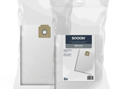 SQOON® Stofzuigerzakken 5 stuks Geschikt voor Kärcher T12 / T15 / T17 - High Filtration - Vervangt modellen 6.904-312, 6.904-315, 6.907-017, 6.907-019 - Voor industrieel gebruik