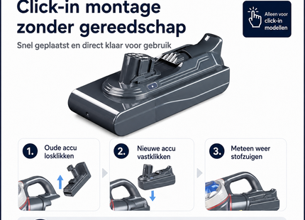 SQOON® Accu geschikt voor Dyson V11 / V15 stofzuiger - 25,2V 4,0Ah Li-ion click - gelijk aan 970938-01 - voor modellen met rode knop