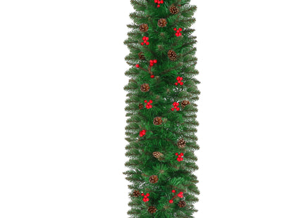Kerstslinger | 110 cm | Dennenappels | Lijsterbes | Groen