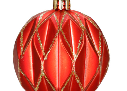 Kerstballen | 6 Stuks | 12 cm | Rood/Goud