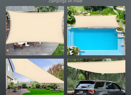 Schaduwdoek | Zonnezeil | Vierkant | 4 x 4 m | 90% Schaduw | Crème | 160 g/m2