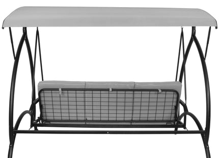 Schommelbank | Linda-Schommel | 3-zits | Waterafstotend | Inclusief 2 Kussens | Verstelbare Luifel | 136 x 230 x 190 cm | Grijs