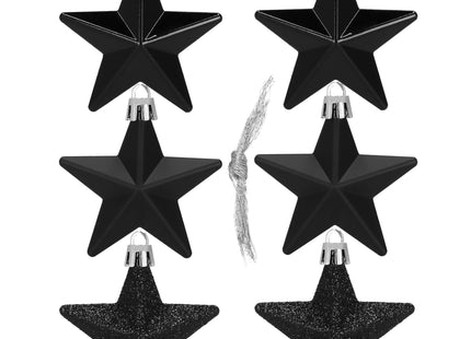 Kerstballen | Sterren | 6 Stuks | Zwart
