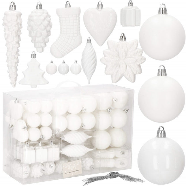 Kerstballen | 72 Stuks | Wit