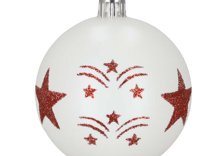 Kerstballen | 30 Stuks | 6 cm | Rood/Wit
