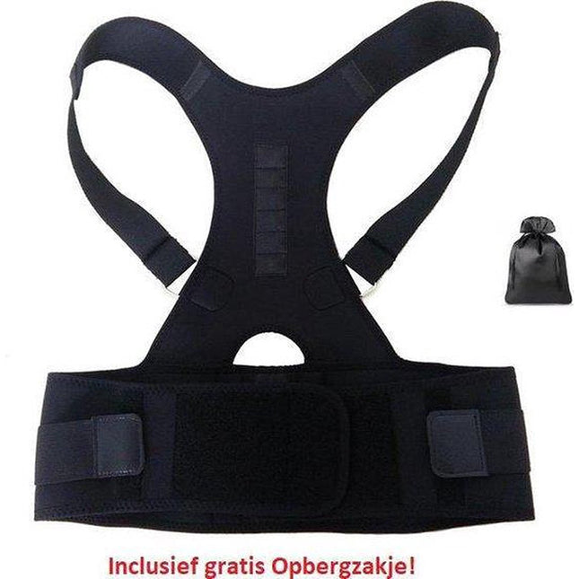 Verstelbare Magnetische Schouder- En Rug Brace | Effectieve Rugbrace Deluxe Voor Man En Vrouw (Zwart) - Maat L