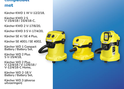 SQOON® Filterset geschikt voor Kärcher WD1, WD2, WD3 - Gelijk aan model: 6.414-552.0 / KFI 3310- 3 stuks