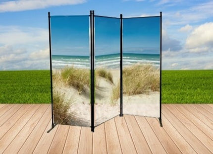 Kamerscherm - 3-delig - Privacy scherm - UV- Bestendig - Zee - Duinen - 170 x 165 Cm - PVC