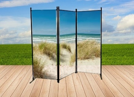 Kamerscherm - 3-delig - Privacy scherm - UV- Bestendig - Zee - Duinen - 170 x 165 Cm - PVC