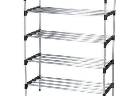 Schoenen Rek - Schoenen Kast - Metalen Kast - 4 Planken - Zilver - 83.5 x 27.5 x 60 cm