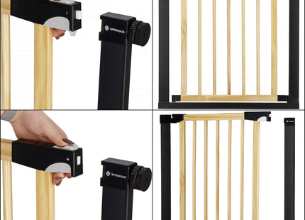 Traphekje | 75 - 138 cm | Traphek | Veiligheidshekje | Metaal | Hout | Zwart/Bruin