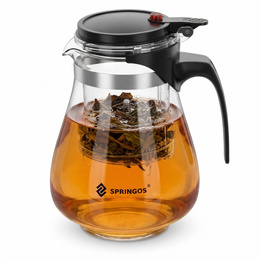 Springos Theepot | Glazen Theepot met Filter | Dubbel Zetsysteem | 1,65 L