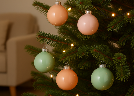 Kerstballen Glas | 12 Stuks | Glas | Pastel |  Ø 57 mm