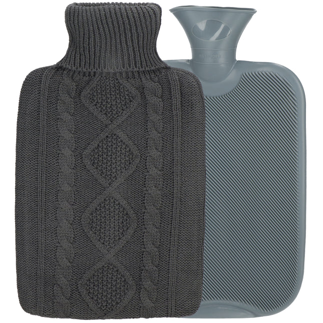 Warmwaterkruik- Sweater -Hoes - 2L - Inhoud - Pijnverlichting- Ontspanning -Grijs